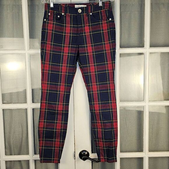 Vineyard Vines Womens Jolly Plaid Jamie High Rise 5 Pocket Pants‎ 6 - Picture 1 of 6